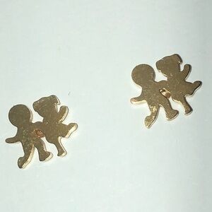 Gold Tone Stainless Steel Couple Silhouette Stud Earrings